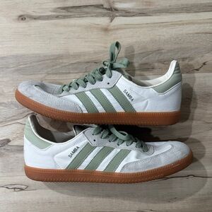 adidas Samba White and Light Green Sneakers
